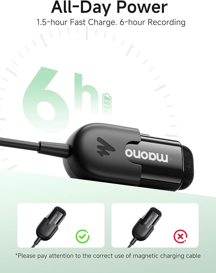 MAONO Wave T1 Mini Wireless Lavalier Microphone for iPhone 17 16 15, Android, Tablet, PC, Clip on Lapel Mic with USB-C Plug, Noise Cancellation, AI Voice Filter for Video Recording Vlog TikTok YouTube
