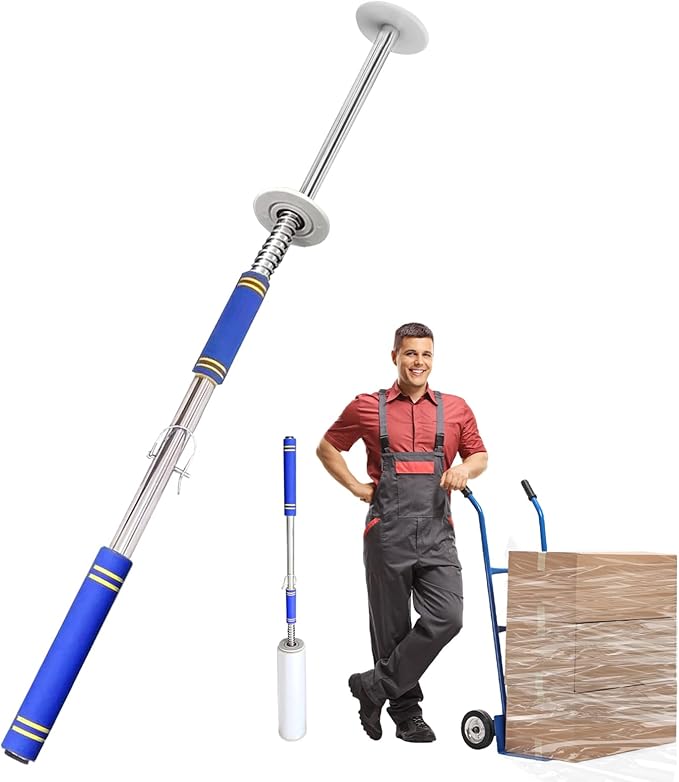 Long Handle Pallet Stretch Wrap Dispenser, Stretch Film Packing Machine, Stretch Film Dispenser Pole Holder, for Film Width 12-20 inch、Rolls 1.5" to 3" Diamater Cores Pallet Wrap (48in)
