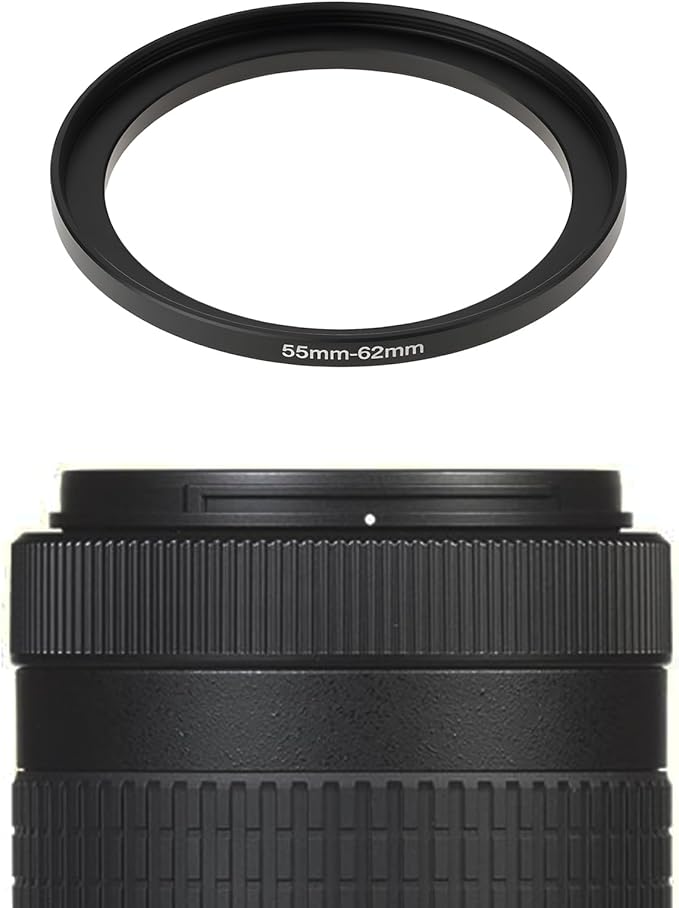 The Lord of the Tools 2Pcs Camera Filter Ring Adapter 55mm-62mm Aluminum Step-Up Ring Adapter for DSLR Lenses and ND UV CPL IR Filters