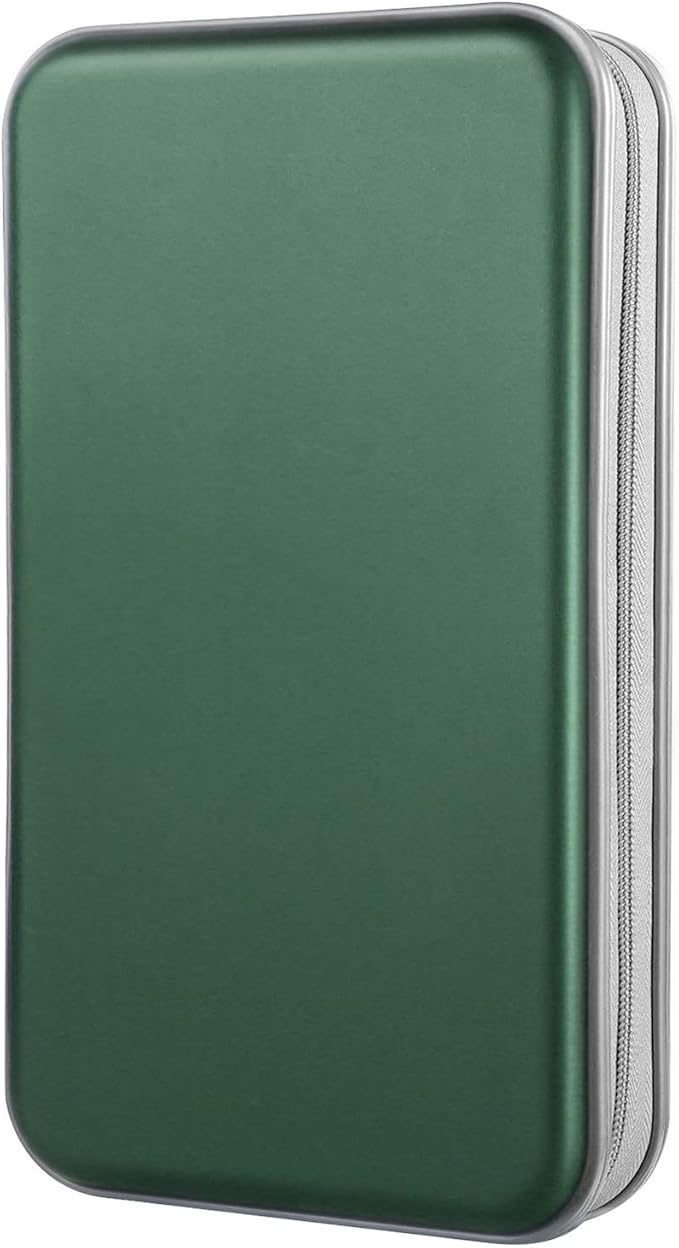 DVD Case, Bivisen CD Case Holder Wallet Binder 96 Capacity CD/DVD Cases Storage Holder Binder Organizer Wallet Book for Car Home Travel (Dark Green)