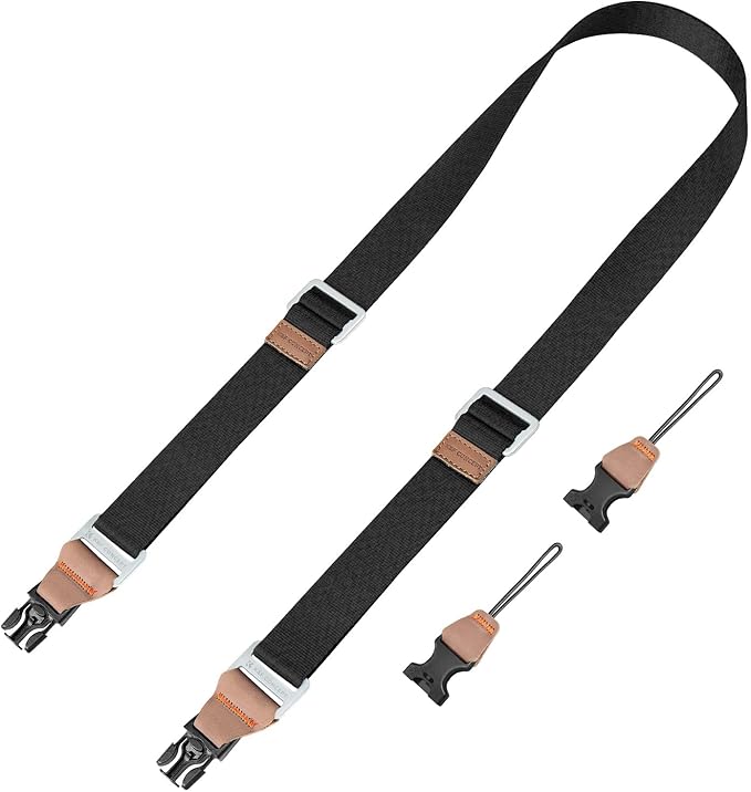 K&F CONCEPT 32mm Camera Neck Strap for Photographers Camera Strap Quick Release Clip Adjustable Sling Strap Compatible with Nikon Canon Sony Olympus DSLR Camera Grey Black