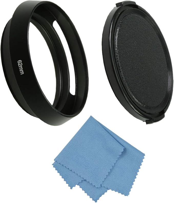 SIOTI 62mm Lens Hood, Oxidation Matte Anti Reflective Treatment, Aluminum Alloy, with 1 * 67mm Lens Cap, Compatible with Sony/Canon/Nikon/Fuji etc >40mm Camera Lens