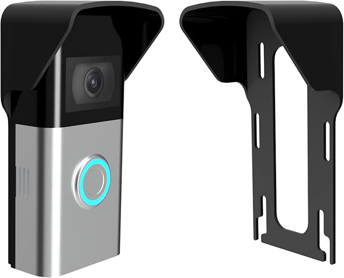 Video Doorbell No Drill Rain Cover Compatible with RingDoorbell Battery Doorbell & Older 1/2/3/4 2nd Gen & 3 Plus Rain Shield Anti-Glare Protection Weather Protector Height Adjustable