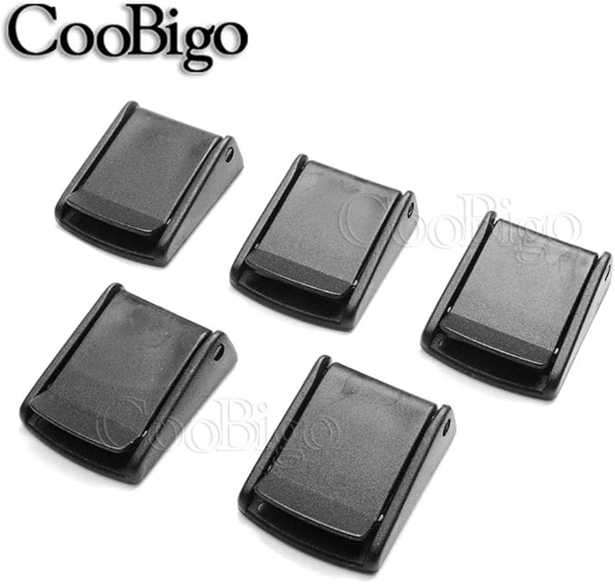 CooBigo 5pcs Webbing Cam Buckles Plastic Black Toggle Clip Backpack Straps
