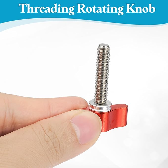PATIKIL Clamping Screw Knob 1/4" x 1.61", 2Pcs Aluminum Alloy t Shaped Camera Thumb Screws for DSLR Flash Bracket Photography Light Stand Adapter Action Sports Camera Mounting System, Red
