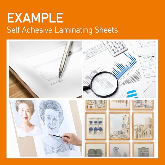 [VIOLETTO] 20 Sheets - Self Adhesive Laminating Sheets for Ultimate Protection. No Machines Needed, 4 Mil Thickness, 8.5 x 11 Inches. Effortless, Durable & Perfect for Documents & Photos.
