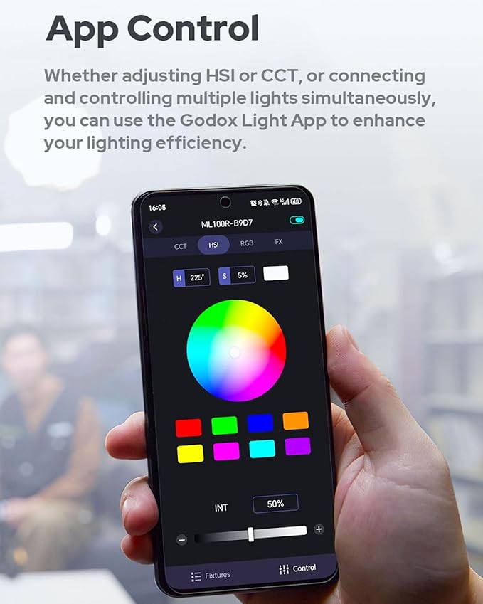 Godox ML100R 110W RGB Portable LED Video Light, 1800K-10000K, Full HSI & CCT 1800K–10,000K, CRI 95+, 14 FX, App/Onboard Control, Compact Pocket Light for Filmmaking, Live Streaming, Video Photography
