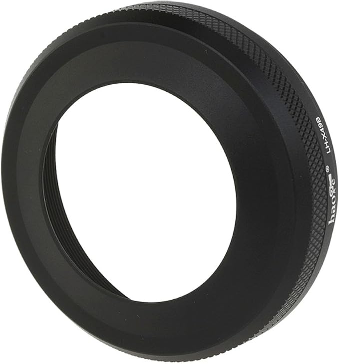 Haoge LH-X49B 2in1 All Metal Ultra-Thin Lens Hood with Adapter Ring Set for Fuji Fujifilm FinePix X70 X100 X100S X100T X100F Camera Black Replaces Fujifilm LH-X100 AR-X100 LH-X70