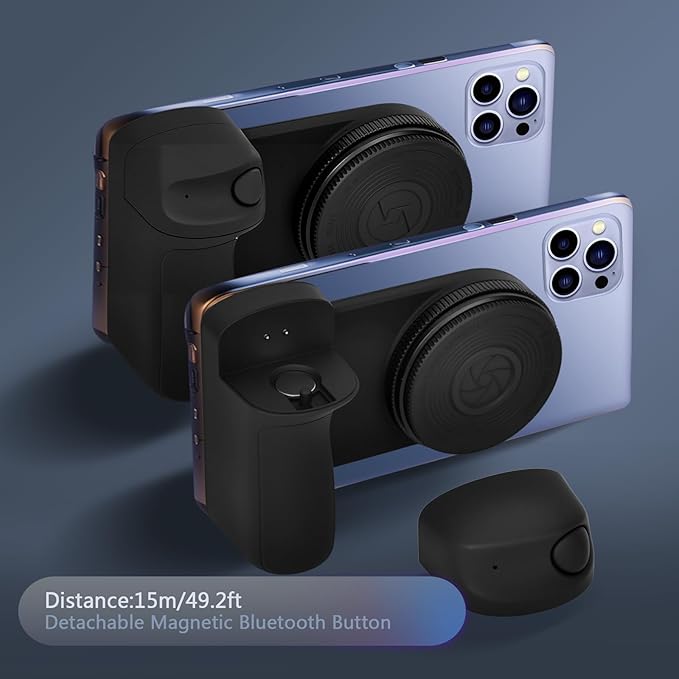 Selfie Phone Tripod Mount with Fill Light,4-in-1 Magnetic & Phone Clip Camera Grip Handle Holder with Detachable Remote Shutter with Cold Shoe Adapter for iPhone 15 16 Samsung Video Shooting