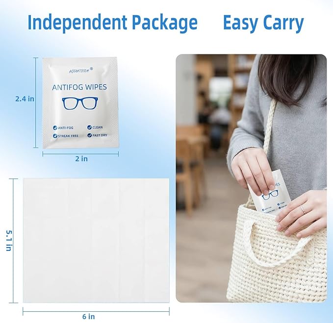 Ageantscom Anti Fog Wipes for Glasses (100-pack) | Pre-Moistened, Quick Dry & Scratch Free for Laptop Screens, Optical Lens, Goggles, Smart Phone and Watch Screens (Extra Large)