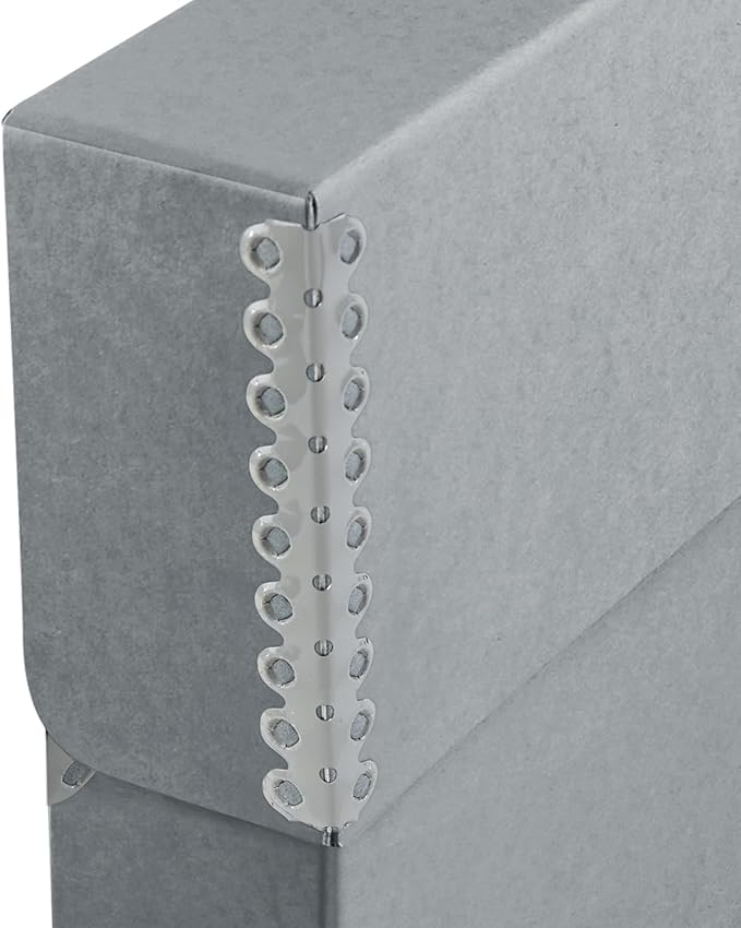 Lineco Archival Document Storage Box with Metal Edge, Acid-Free Gray Boxboard, Organize and Store Files, Prints, Photos, Legal-Sized Case 15.5" x 10.5" x 2.5" Wide