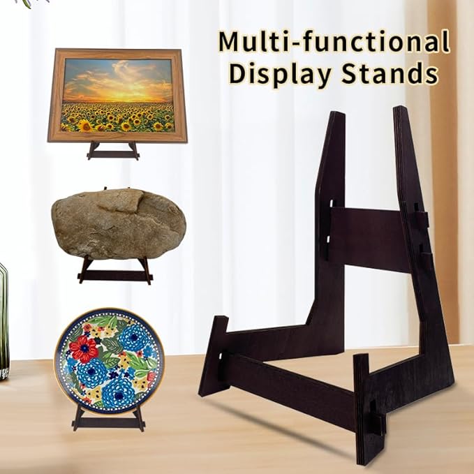 COLOOFO 1 Pack 8 Inch Plate Stand, Wooden Display Stand Plate Stands for Display Decorative Picture Frame Stand, Easel Display Stand,Book Display Stand, Plate Holder Display Stand (8 Inch-1PCS)
