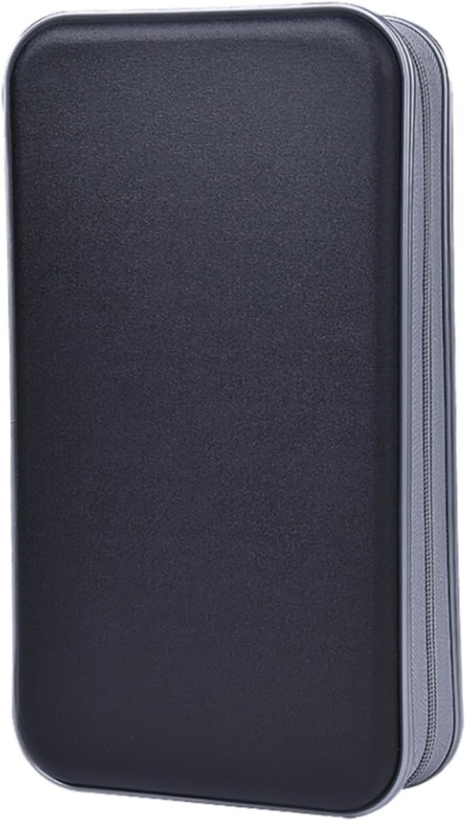 alavisxf xx CD Case, 96 Capacity Hard Plastic CD Holder Protective DVD Disc Storage Case Holder Portable Zipper CD DVD Organizer Storage Wallet for Car Home Travel (96 Capacity, Black)