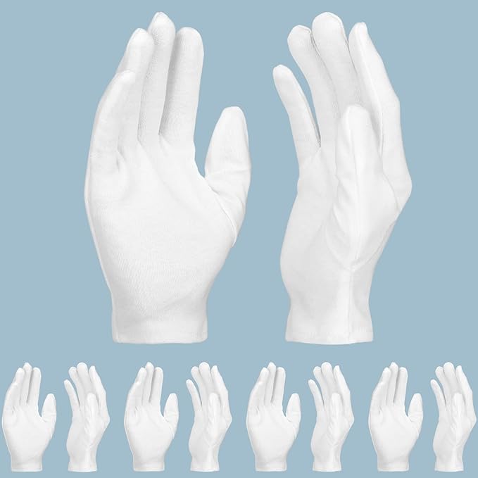 ENPOINT 5 Pairs Archival Photo Gloves, White Small Work Gloves For Handling Art Working Photography Men & Womens Cloth Gloves Liners Bulk for Handling Jewelry, Film, Photo, Coin Metal Inspection