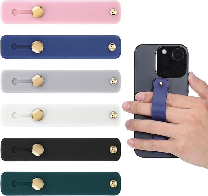 Giantree 6Pcs Phone Grip Strap, Phone Loop Finger Holder, Phones Holder for Hand Smartphones Accessories, Loops for Back of Phones Portable for Most Smartphones