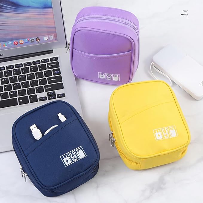 E-Tree Storage Pouch for Small Electronics and Accessories,Tech Bag,Electronic Organizer Case Compatible with MacBook Laptop Charger,Mouse,Cables,Hub,Power Bank,Earphone,Toiletries Cosmetics (Purple)