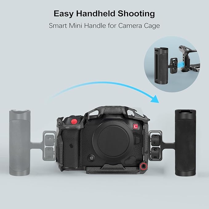 Up and Down Adjustable Left Right Handle Handgrip, Mini Side Handle Handgrip with Cold Shoe Interface and 1/4"-20 Screw Mount for DSLR/Digital Camera Cage