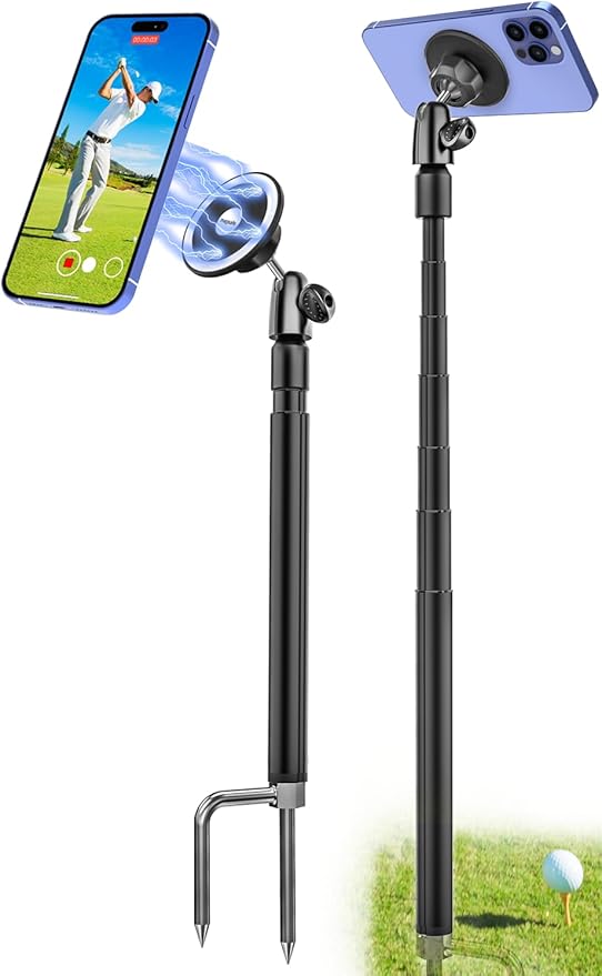 Phone Golf Monopod Selfie Stick for Magsafe, Adjustable Magnetic Golf Phone Holder Stand for Training Aid, Record Swing, Alignment Rod, for iPhone 17 Pro Max 16 15 14 13 12 11, Android All CellPhone
