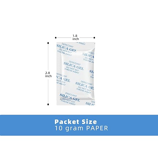 Silica Gel Packets, 10 Gram 100 Packs Dessicant Packets for Storage, Pure and Safe Silica Gel Desiccant Packs, Humidity Packs