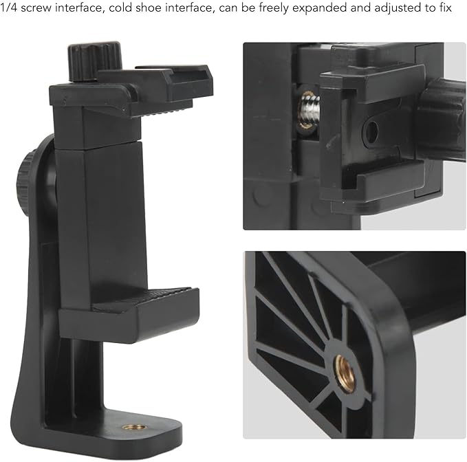Phone Mount Adapter, 1/4 Inch Screw Hole Universal Smartphone Holder Mount Adapter 360 Degree Rotation Cellphone Clip Holder with Cold Shoe Port for Live Streaming