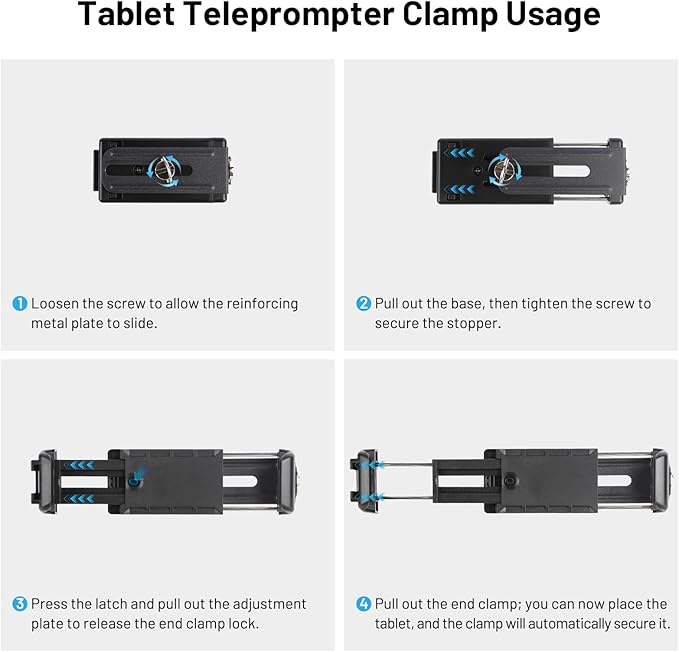 Desview P8 Universal Teleprompter for Smartphone Camera, DSLR Webcam Tablet up to 10" with Bluetooth Remote Foldable Design for Live Streaming Video Recording YouTube TikTok Videos