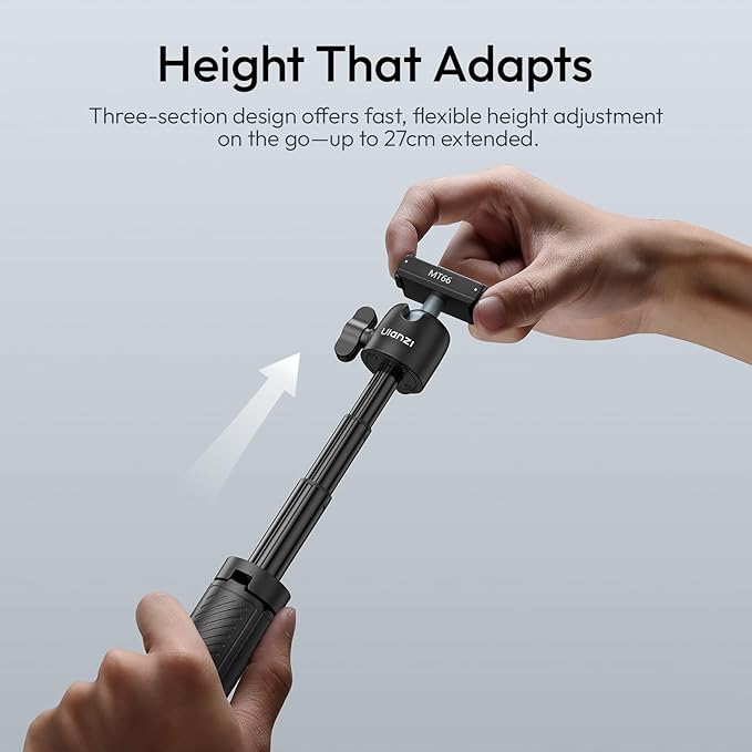 ULANZI MT66 Magnetic Mini Extension Rod Tripod for DJI Osmo Action 5 Pro/4/3/Osmo 360, with Backpack Velcro Strap for Vlog Video Recording, Multi-Modes Backpack Clip/Selfie Stick/Handle Grip