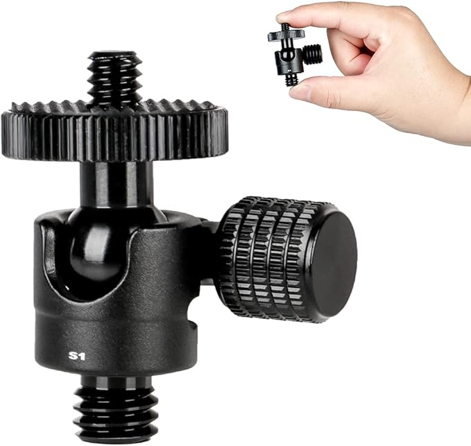 koolehaoda Mini Ballhead Camera Tripod Ball Head Mount and 1/4 to 3/8 Connector (1/4 to 3/8 Connector)