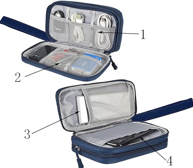 Dealcase Universal Electronics Accessories Case, Waterproof Portable Cable Organizer Bag, Multifunctional Travel Digital Accessories Storage Bag, Navy Blue