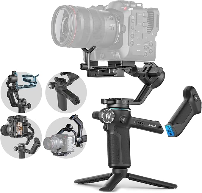 FeiyuTech SCORP 3 Gimbal Stabilizer, 3-Axis Handheld Camera Gimbal 7.7lbs Payload, Vertical Shooting Control with Touch Screen for Canon/Sony/Panasonic/Nikon Camera