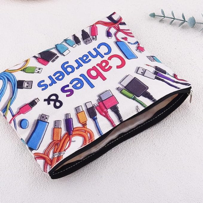 ShiQiao Spl Cables Chargers Makeup Bag Chargers Cables Cosmetic Bag Pouch Charging Organizer Zipper Pouch Electronics Accessories Bags Charger Organizer Storage Travel Birthday Christmas Gifts