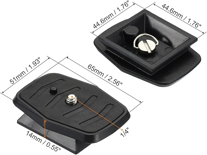 PATIKIL Tripod Quick Release Plate, 44mm 2 Pack Camera Tripod Adapter Mount Parts Replacement Mounting Plate for Tripod Model 2, Black