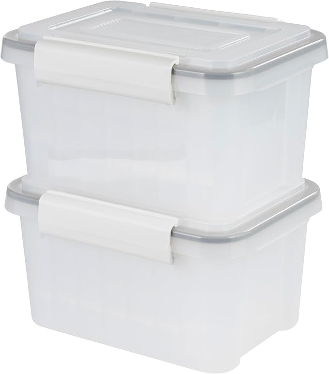 IRIS USA WeatherPro Photo Storage Case with 7 Inner 4" x 6" Picture Cases, 2-Pack, Weathertight Organization Container for Pictures Scrapbooking Stationery Journaling Ephemera Art Supplies, Clear