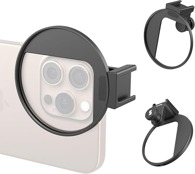 SmallRig Universal 67mm Threaded Filter Adapter for Phone Photography, Compatible with 67mm Threaded Filters & LED Lights, Built-in Cold Shoe Mount -5174