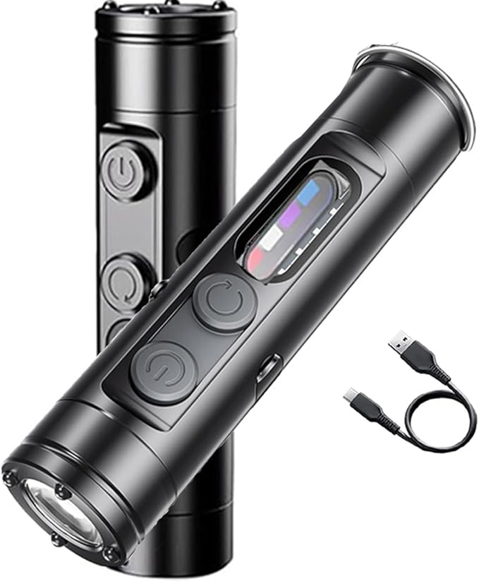 Taclite Mini EDC Flashlight - 500 Lumens Rechargeable Micro Tool, Magnetic Keychain Light with Hat Clip, Waterproof, 3 Brightness Levels for Camping & Emergency Use (Black)