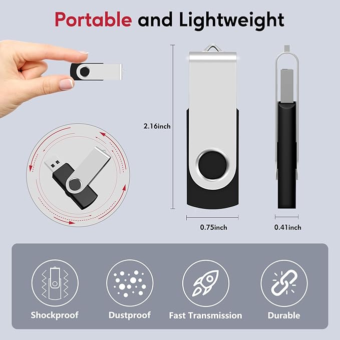 AreTop 100 Pack 1GB USB Flash Drive, USB2.0 Bulk Flash Drives Thumb Drive 1G USB Drive 1GB Memory Stick, Black