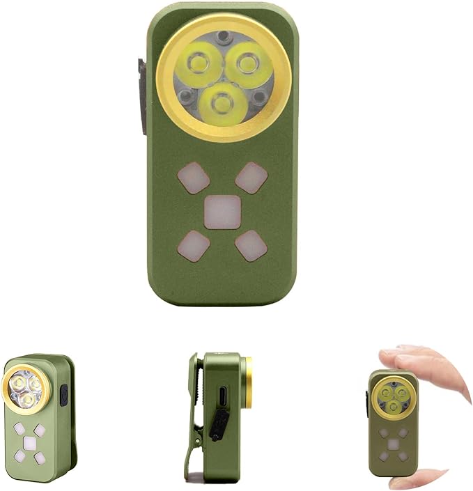 Rechargeable EDC Flashlight, Mini LED Flashights, 500 Lumens Portable Clip EDC Light, Pocket Flashlights, Magnetic Small Keychain Flashlight for Signaling, Camping, Emergency (Green)
