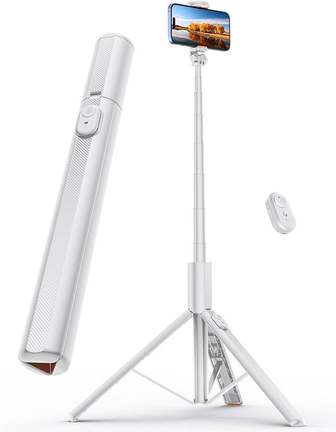 71" Phone Tripod, NT79 Extendable Selfie Stick with 1/4" Camera Mount for Cell Phone＆Camera, Phone Tripod Stand Holder with Remote Compatible with iPhone Android, Camera (White)