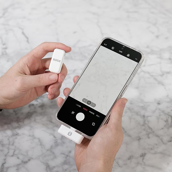 RØDE Wireless Micro - Compact Wireless Microphone, Two Mics with Charge Case for Smartphone Content Creation - Lightning, White