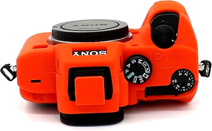 Professional Secure Soft Silicone Camera Case Bag Housing Rubber Body Skin for Sony Alpha A7iii a73 A7R3 A7Riii a7R Mark III a7 Mark III Digital SLR Camera Protective Case (Orange)