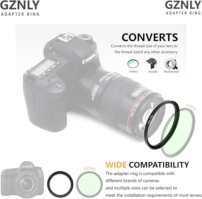 77mm to 49mm Step Up Ring Filter Adapter Black Metal Step up Adapter Rings Compatible with All Brand UV CPL ND Camera Lens Filter Step Down Ring (77mm-49mm)
