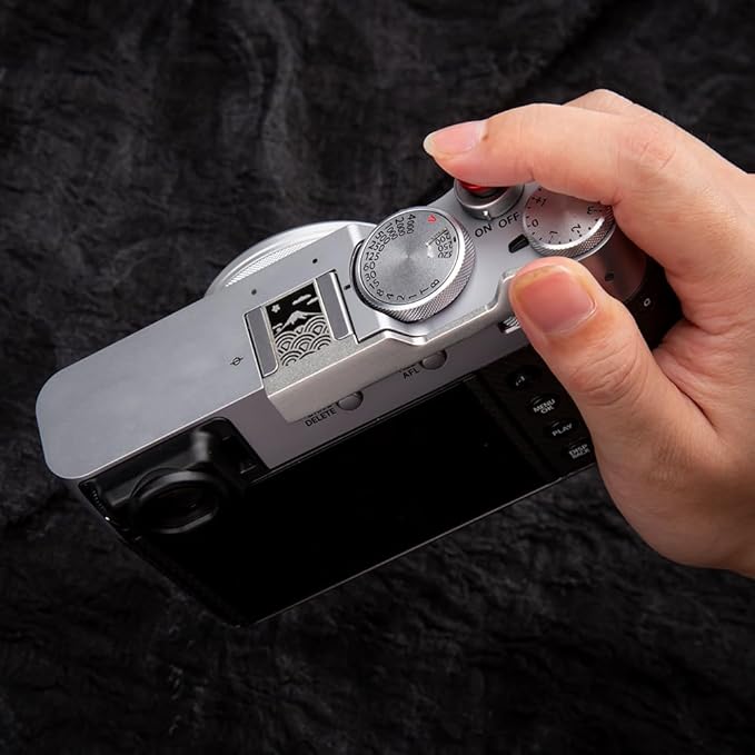 Metal Thumb Grip with Hot Shoe Cover for Fujifilm X100V/X100VI Sea of Clouds Pattern Camera Hot Shoe Thumb Hand Grip (Sea of Clouds)