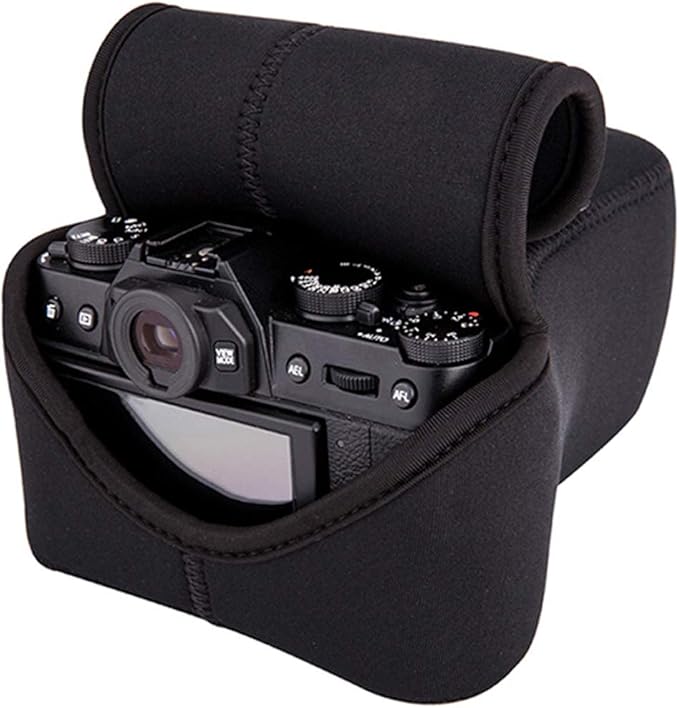 JJC Black Ultra Light Neoprene Camera Case for Fujifilm Fuji X-T100 X-T30 X-T20 X-T10 +50-200mm/50-230mm Lens, Pouch Bag for Olympus E-PL8 E-M5II E-M10 II, Canon M50 M5 with Telephoto lense