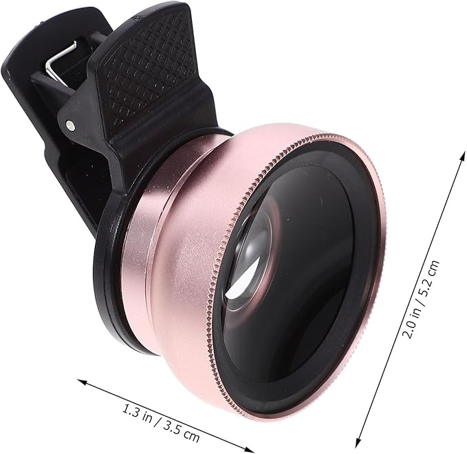 Gadpiparty Clip-on Phone Lens 37mm Wide Angle Macro 2-in-1 for Smartphones and Tablets, Universal Rose Gold Camera Lens with UV Protection for Mobile Photography
