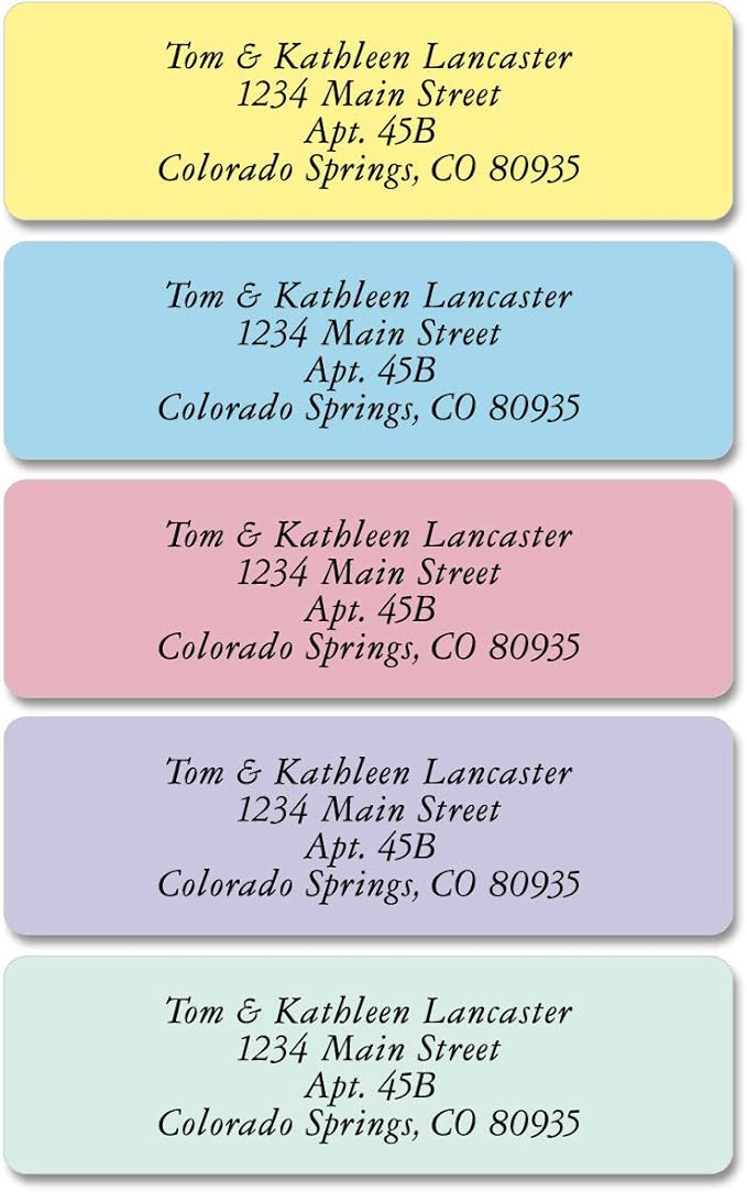 Colorful Images Pastel Multicolor Rolled Return Address Mailing Labels with Dispenser, Customize with Name & Shipping Address, 250 Self Adhesive, Easy Peel Sticker Label Roll, 3/4" x 2 1/2"