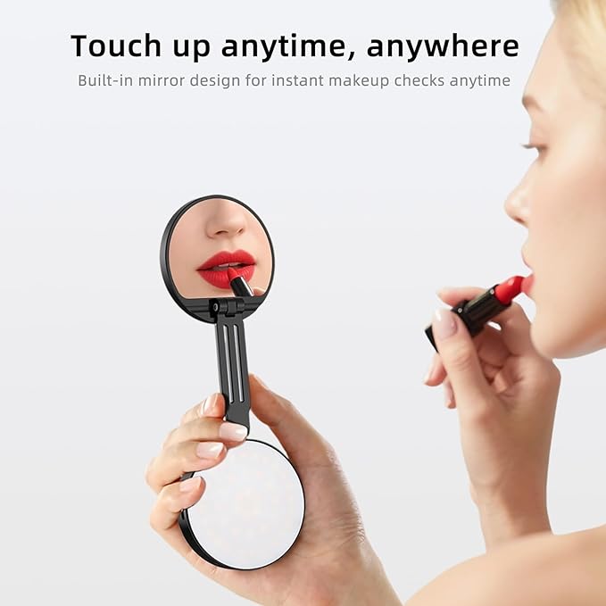 Magnetic Selfie Light Portable Fill Light Compatible with iPhone Magsafe, 5 LED Modes CRI95+ Phone Ring Light with Mirror Rechargeable Selfie Light for Photography Video Conference Makeup