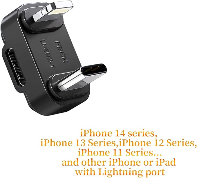 U Shape Microphone Lighting OTG Adapter Converter Compatible with DJI Mic 3 Mic 2 and DJI Mic mini and Other Wireless Microphones for iPhone 14 13 12 11 8 XS (with Charging Function)