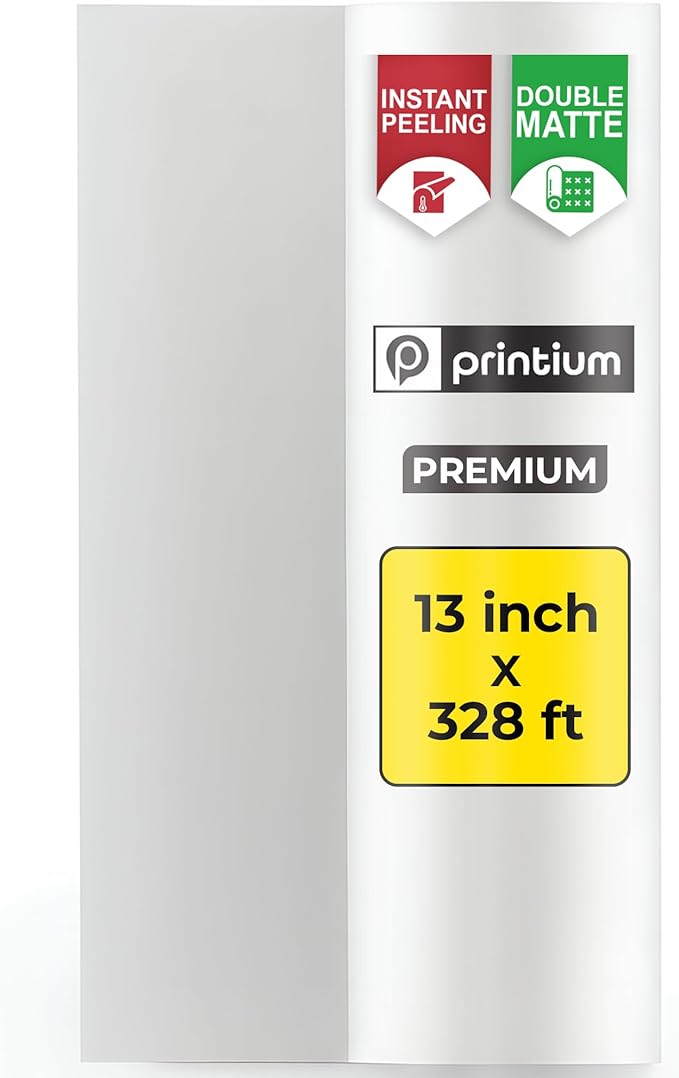 DTF Transfer Film Roll – Premium A3+ 13 inch x 328 ft – Double Matte Anti-Static PET Film – Instant Hot & Cold Peel Heat Transfer Paper for Vibrant Colors & Durable Prints on All Fabrics