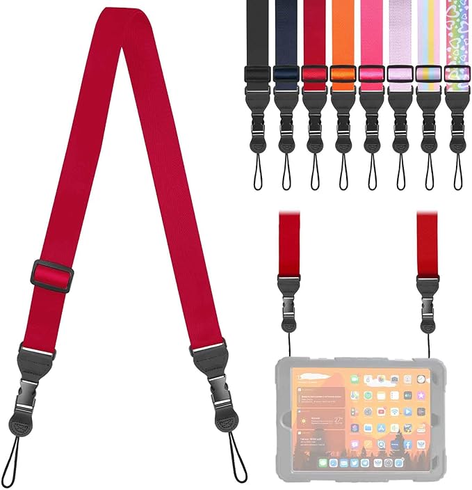 Adjustable Shoulder Strap, Comfortable Camera Strap, Neck Lanyard for iPad Tablet Case, Camera, Binocular, Luggage Bag (Red Shoulder Strap)
