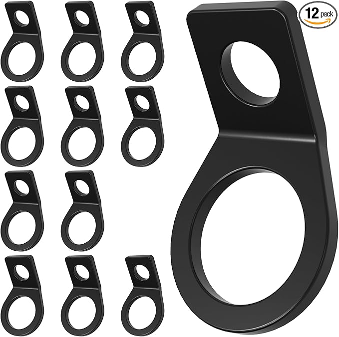 12 Pack Tie Down Strap Rings Tie-Down Anchors Hooks for Mounting in The Garage,Metal Tie Down Anchors Rings for Tiedown Attachment Points for Truck,Trailer,Camper