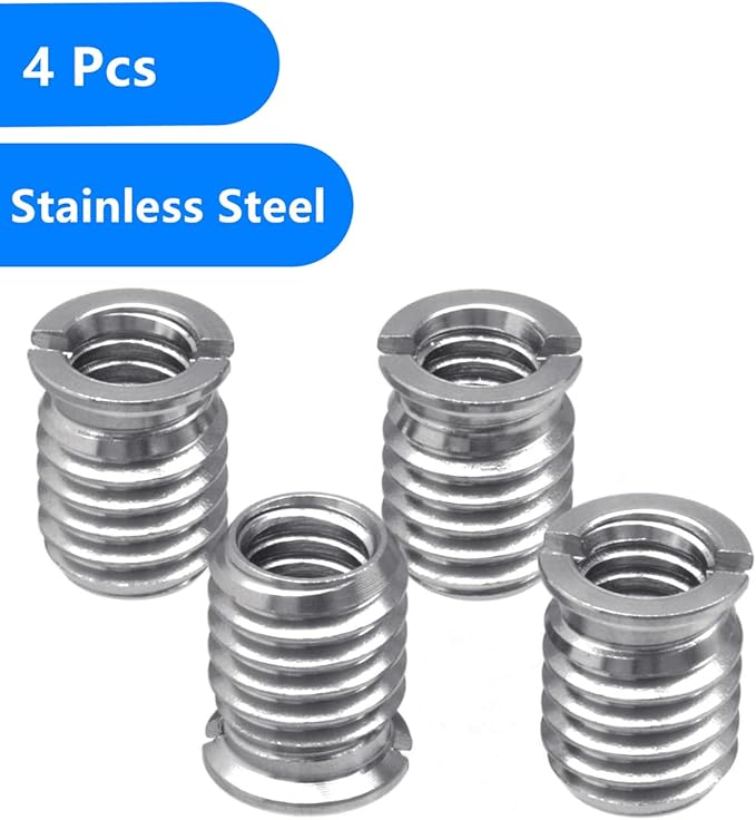 Stainless Steel 1/4"-20 Female to 3/8"-16 Male Screw Adapter 4 Pieces 12.5mm Height